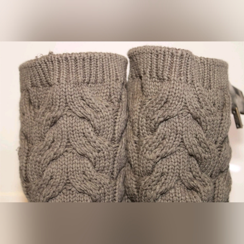 UGG Kiandra Willow Ribbon Bow Gray Knit Sweater Fabric Suede Shearling Boots 10 - Picture 5 of 16